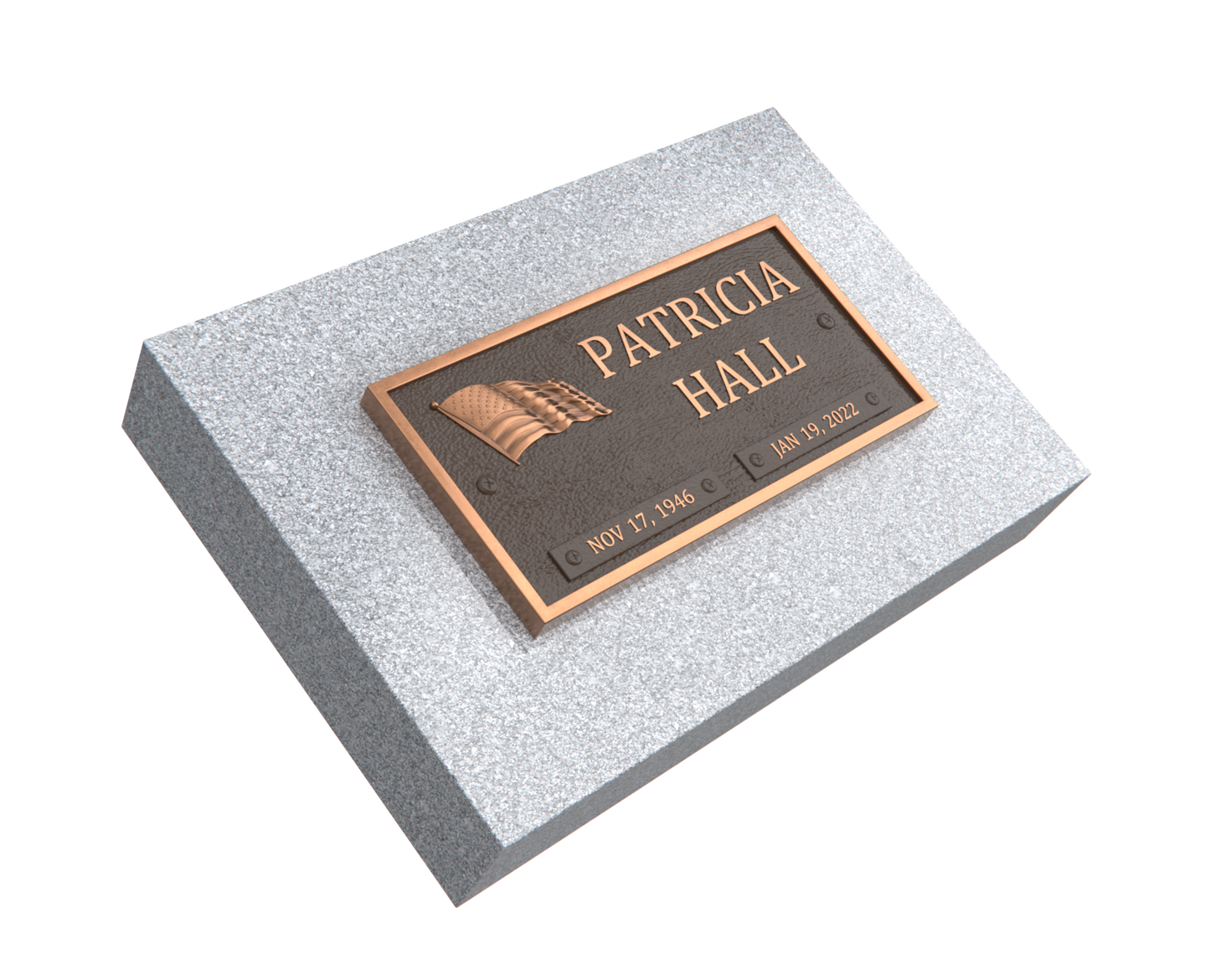 Bronze Memorial Plaque with American Flag