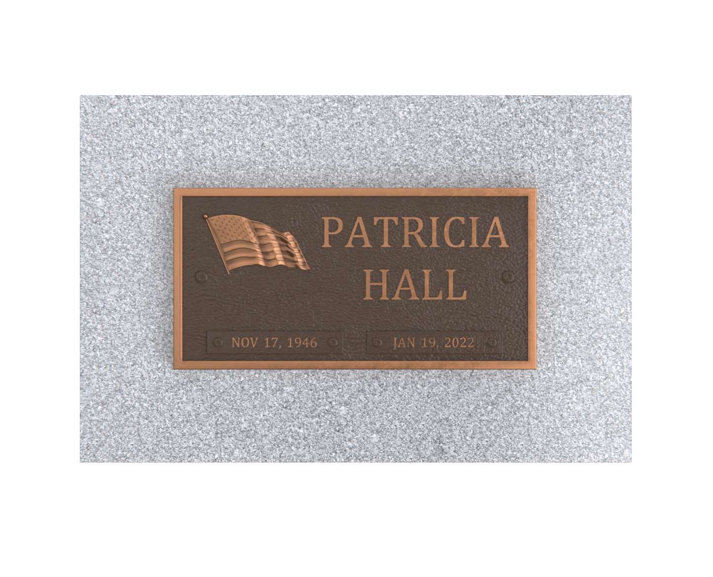 Bronze Memorial Plaque with American Flag