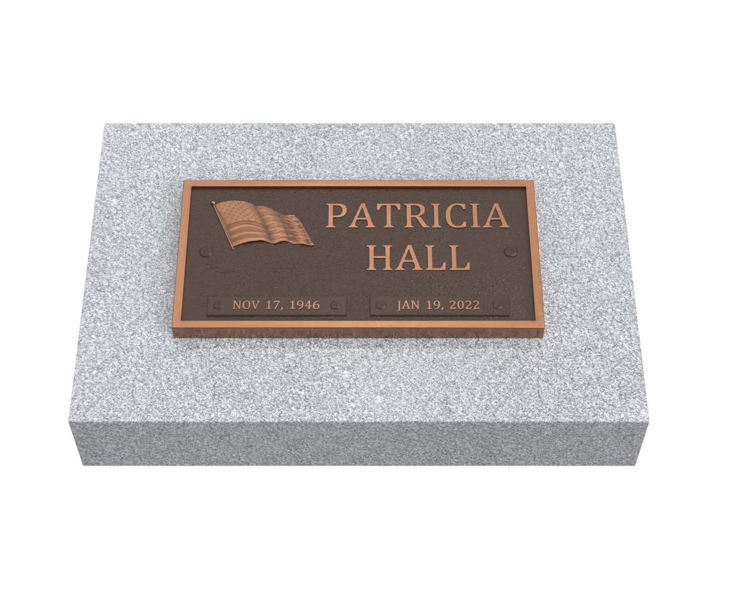 Bronze Memorial Plaque with American Flag