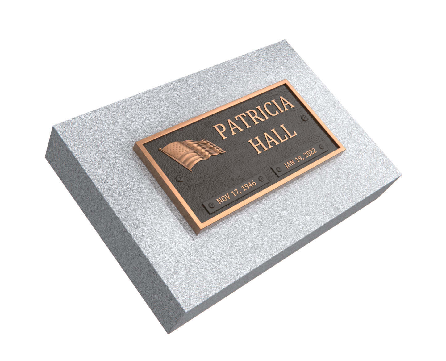 Bronze Memorial Plaque with American Flag