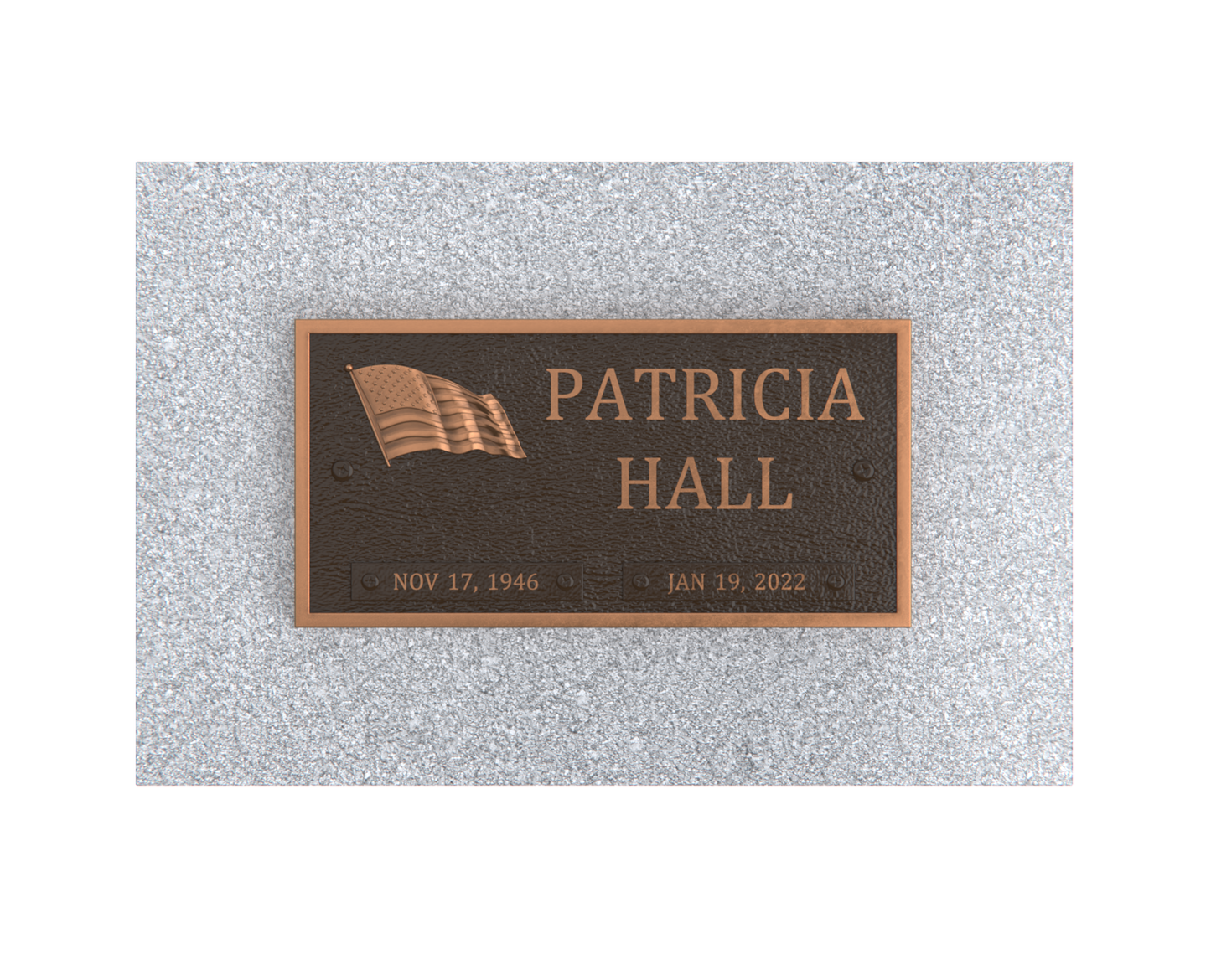 Bronze Memorial Plaque with American Flag
