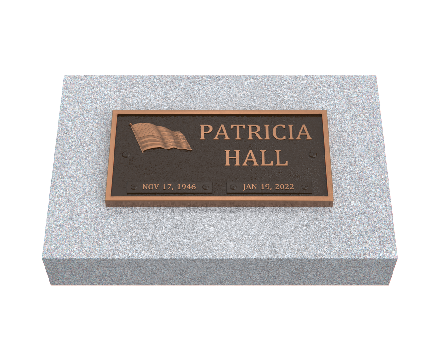 Bronze Memorial Plaque with American Flag