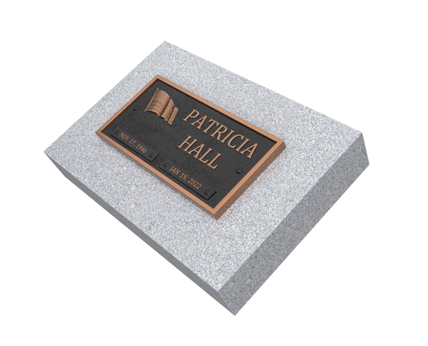 Bronze Memorial Plaque with American Flag
