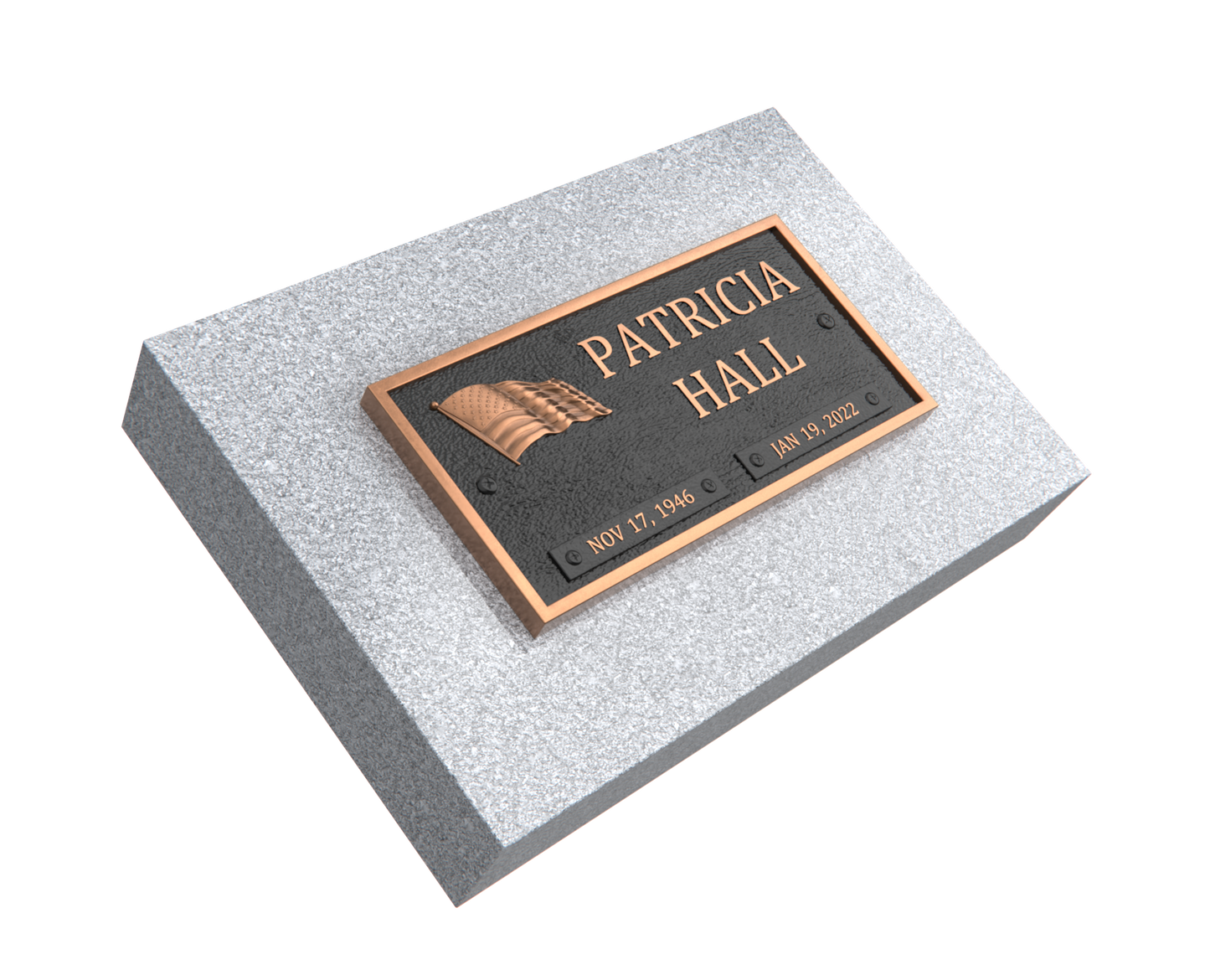 Bronze Memorial Plaque with American Flag