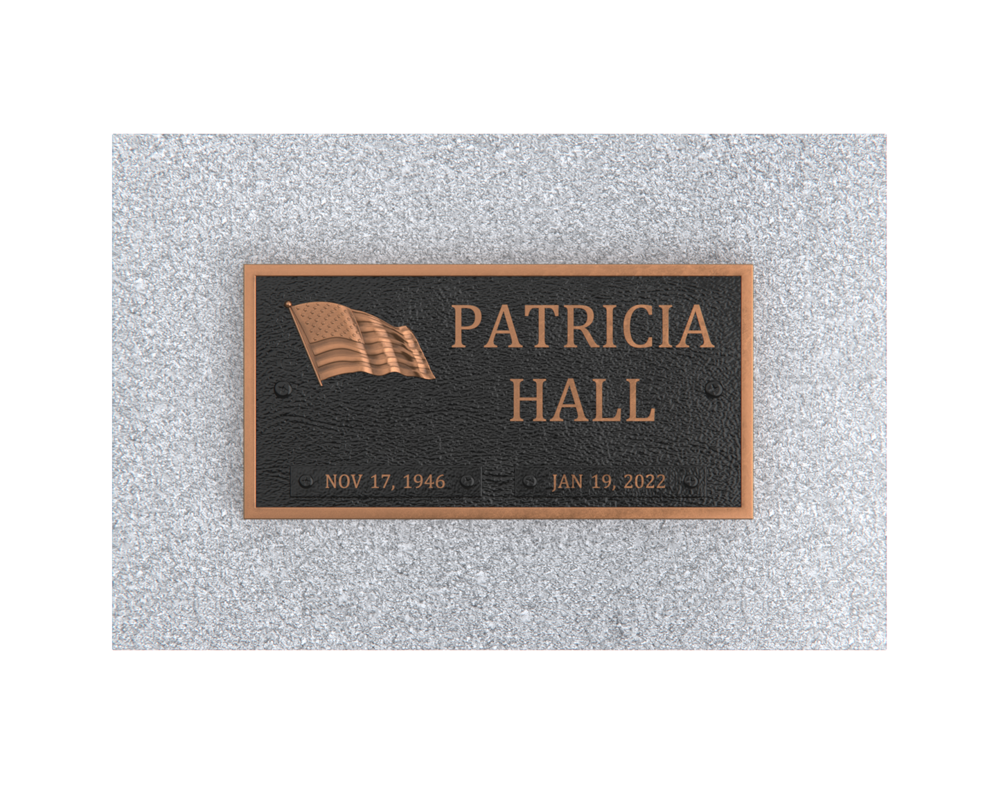 Bronze Memorial Plaque with American Flag