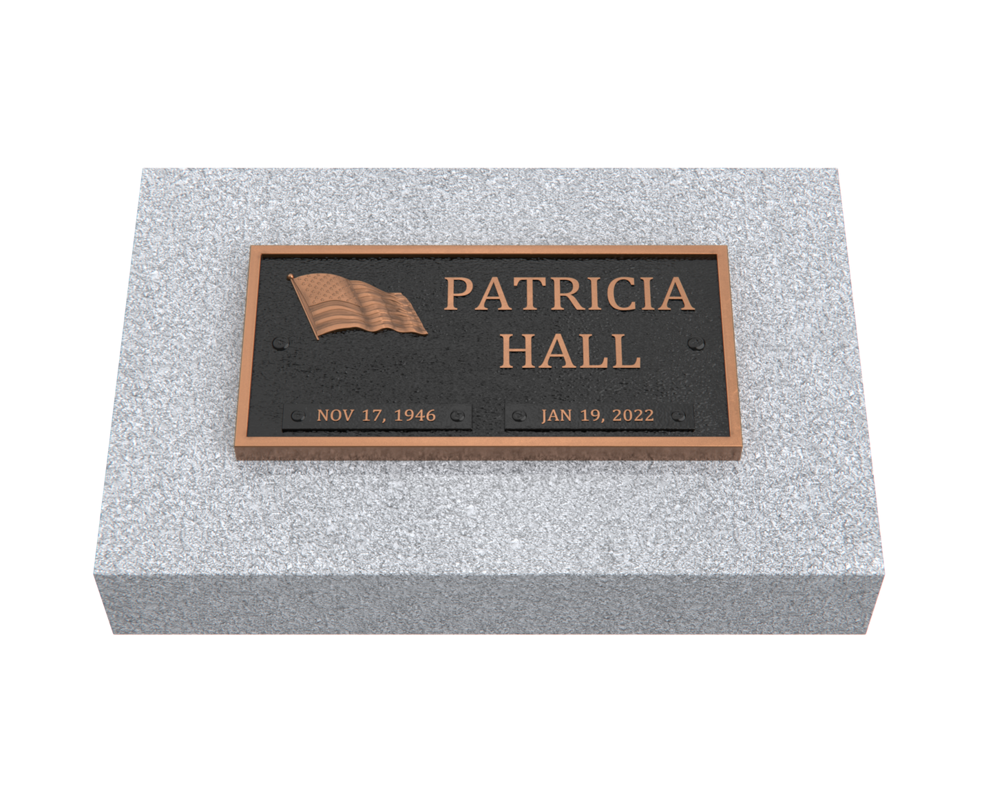 Bronze Memorial Plaque with American Flag