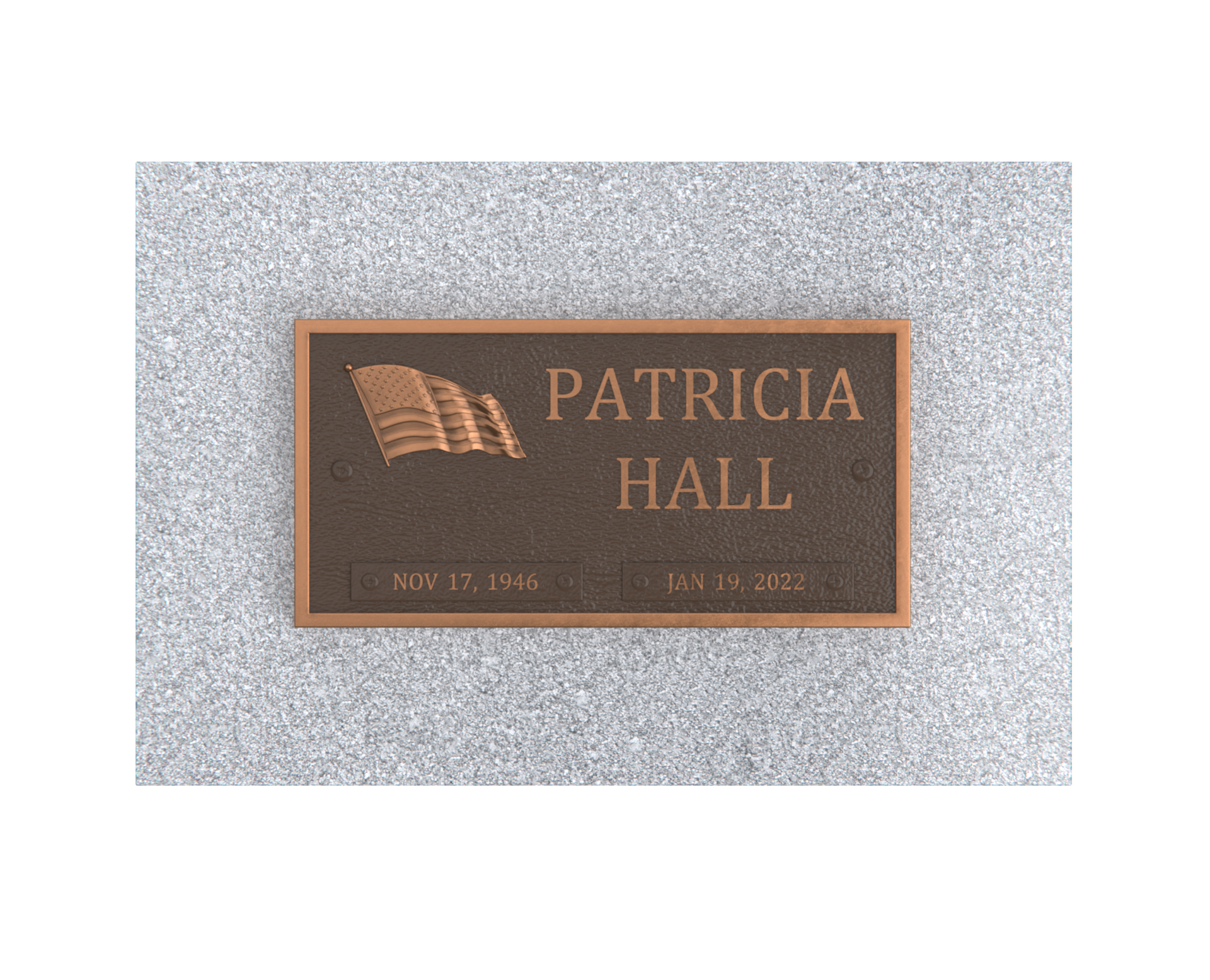 Bronze Memorial Plaque with American Flag