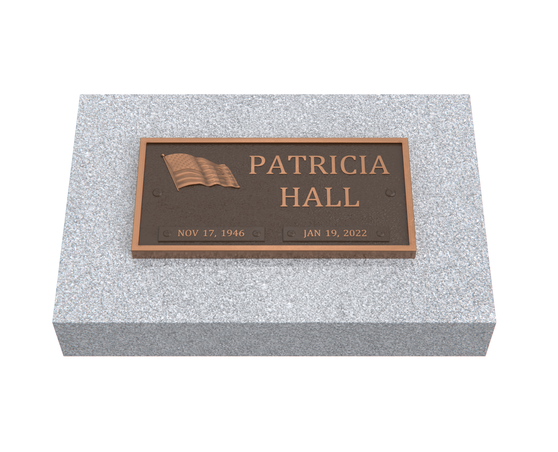 Bronze Memorial Plaque with American Flag