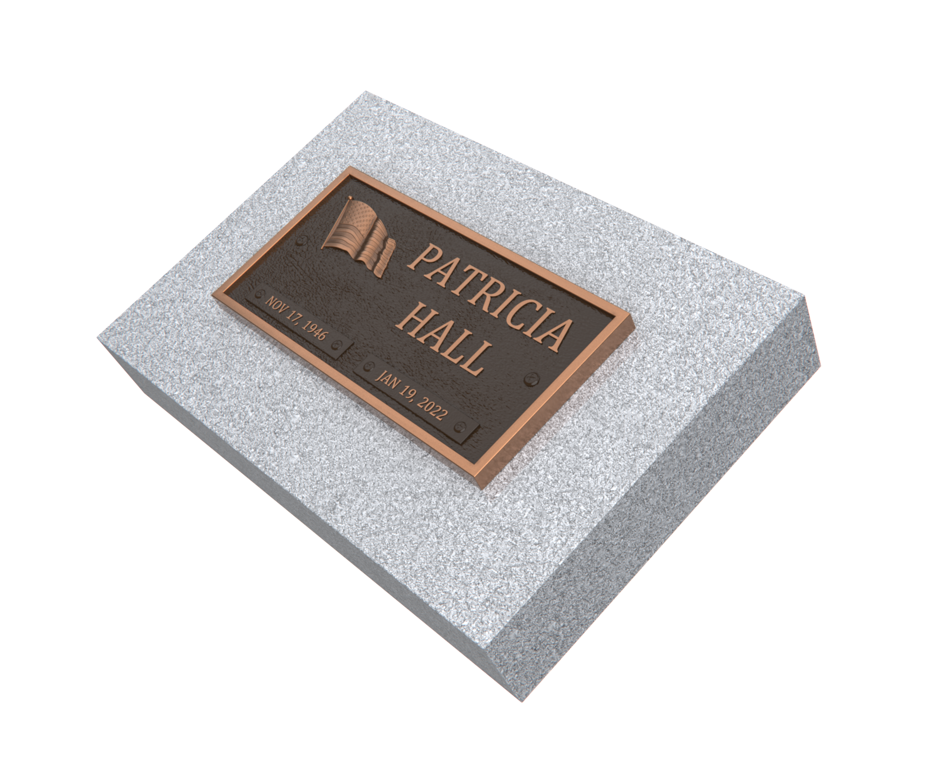 Bronze Memorial Plaque with American Flag