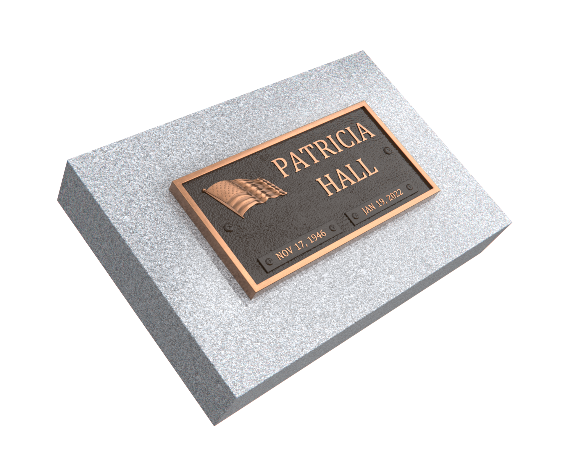 Bronze Memorial Plaque with American Flag
