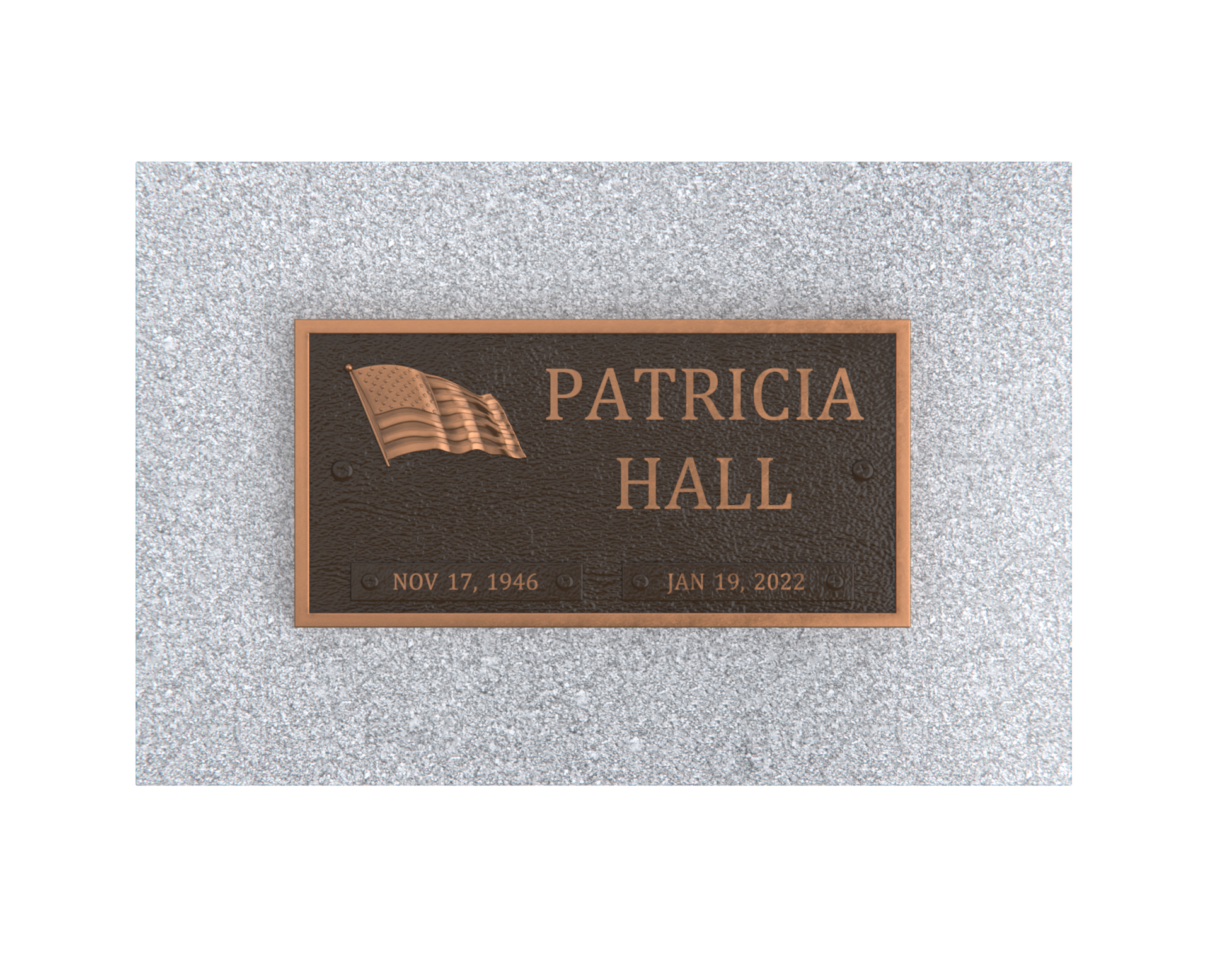 Bronze Memorial Plaque with American Flag