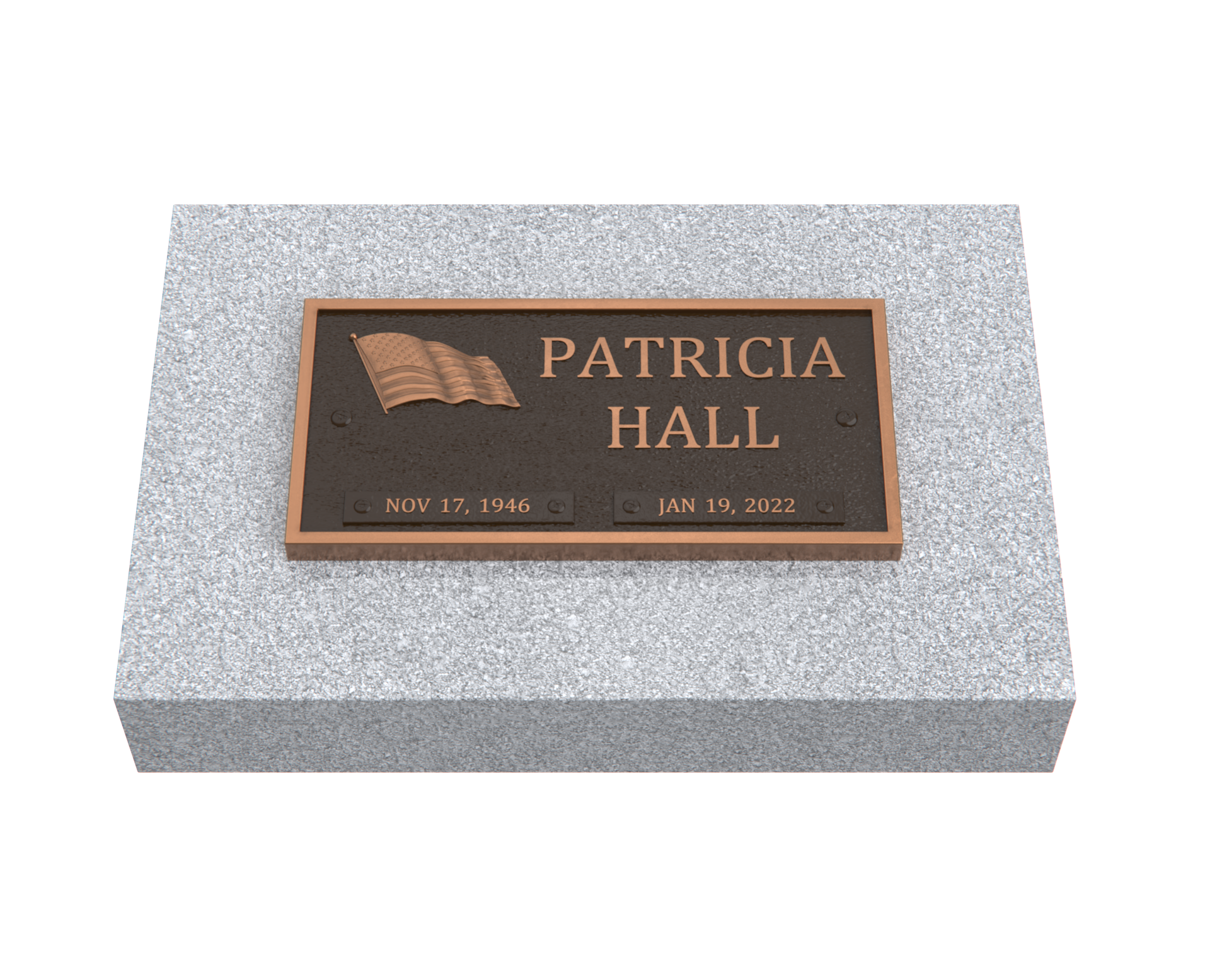 Bronze Memorial Plaque with American Flag