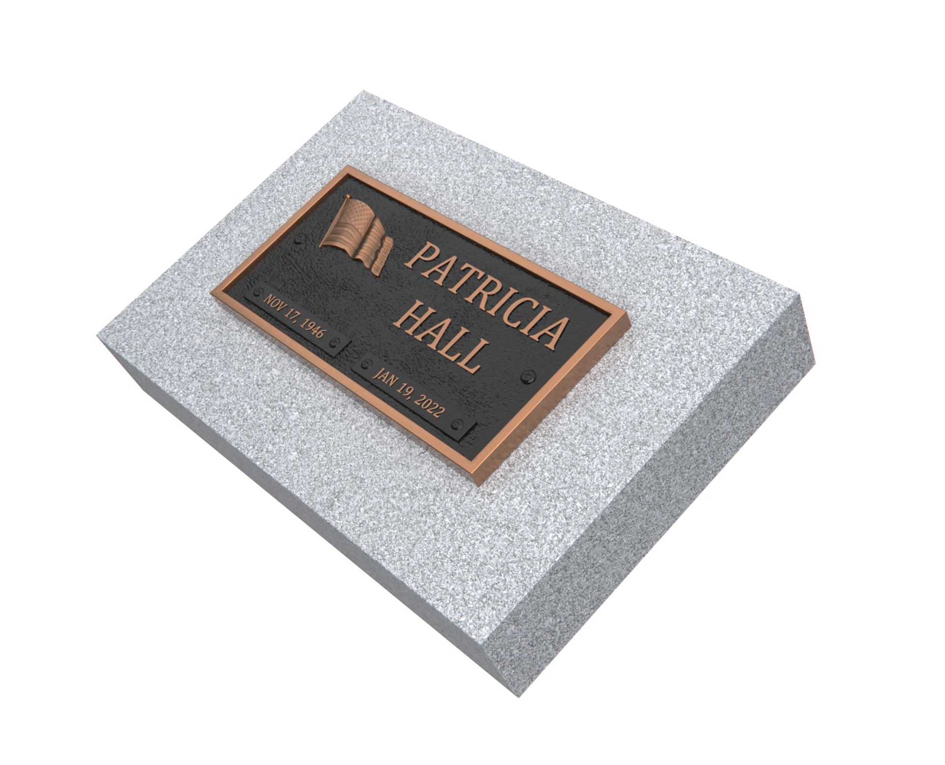 Bronze Memorial Plaque with American Flag