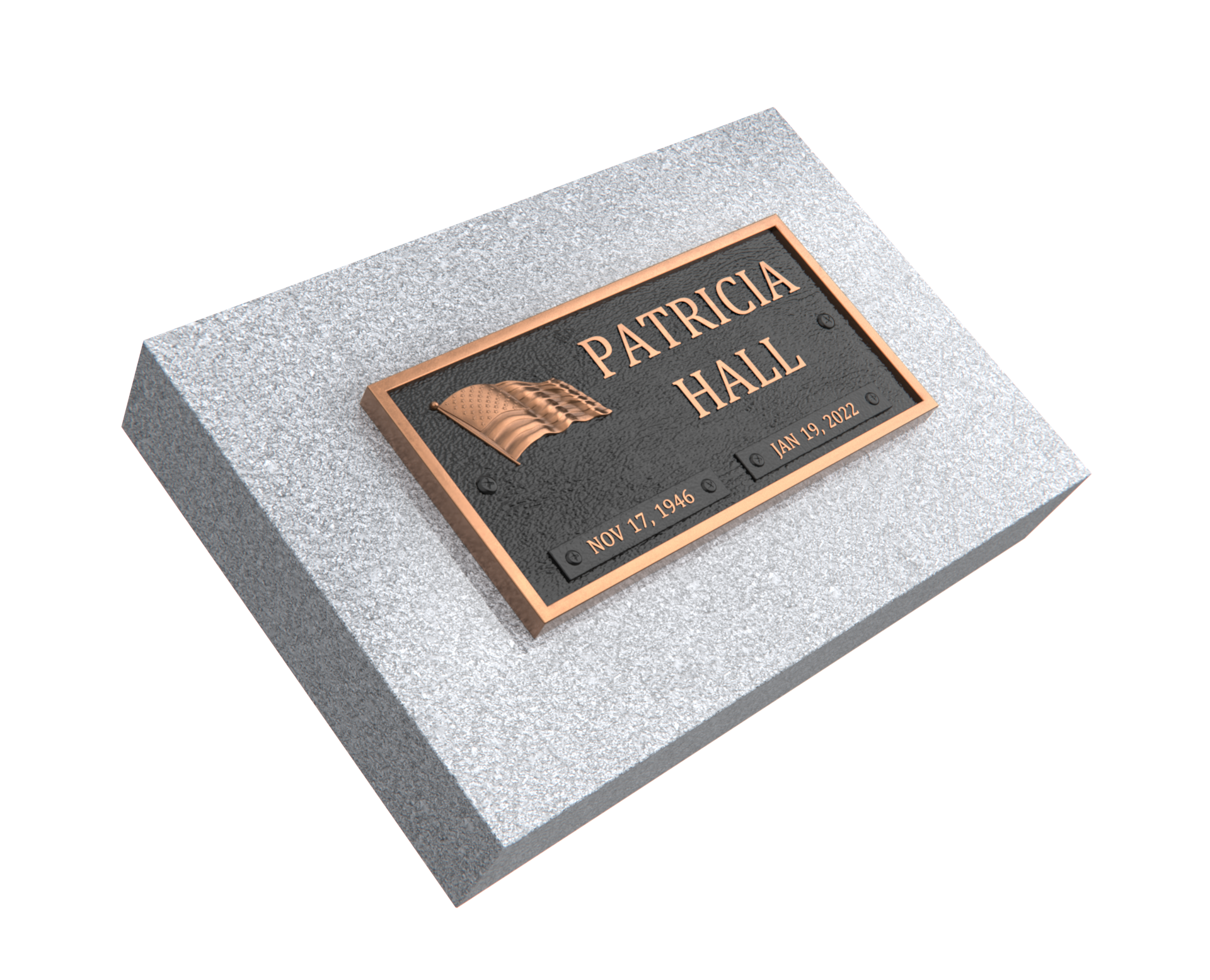 Bronze Memorial Plaque with American Flag