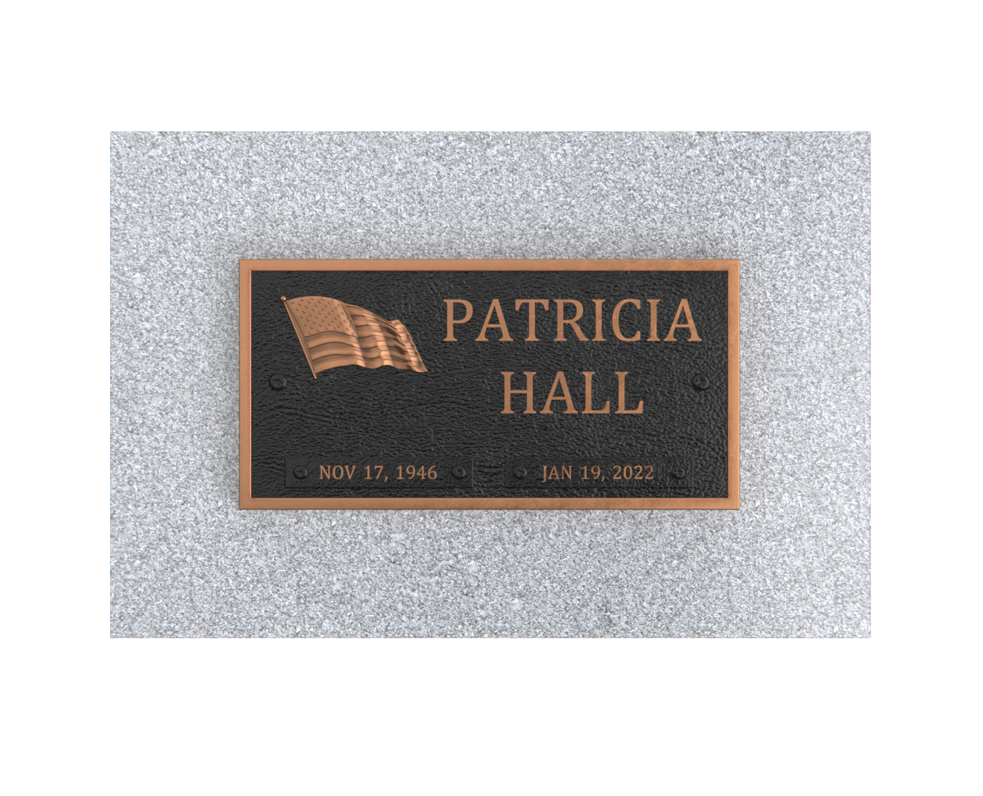 Bronze Memorial Plaque with American Flag