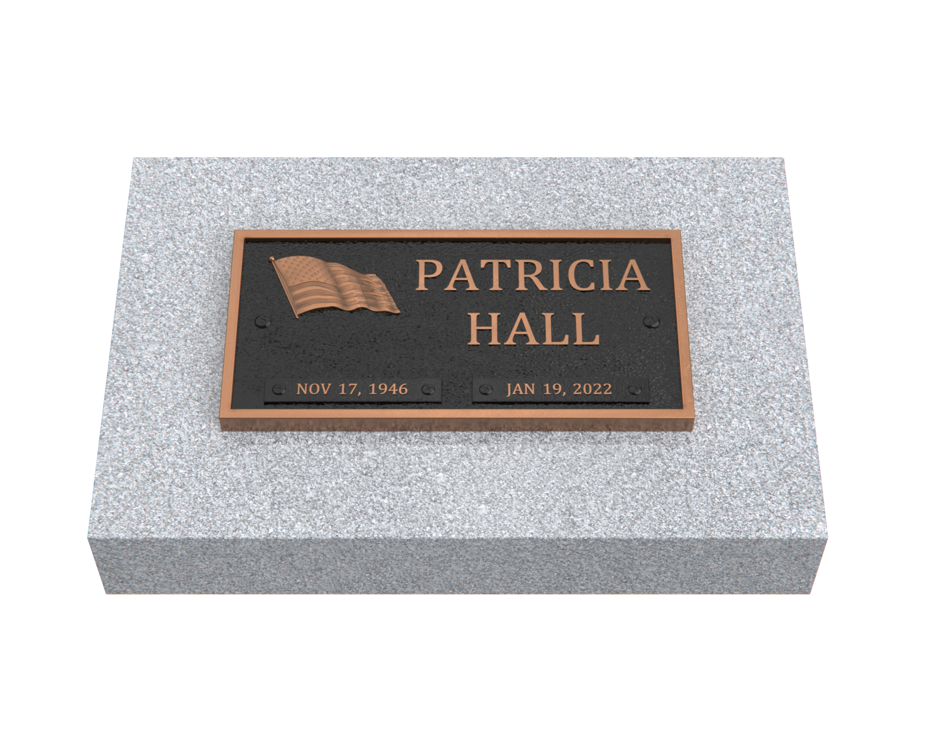 Bronze Memorial Plaque with American Flag